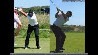 Jon Rahm golf swing  Long Iron faceon amp downtheline July 2017 [upl. by Werdna278]