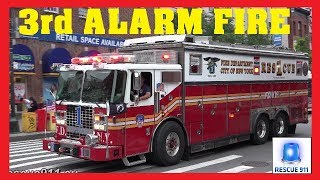 Manhattan 3rd ALARM  Major FDNY response  Lots of lights amp siren action [upl. by Wallache61]