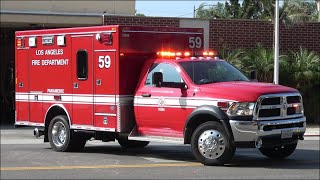 Lots of air horn and sirens  LAFD Rescue Ambulance 59 responding [upl. by Amii453]