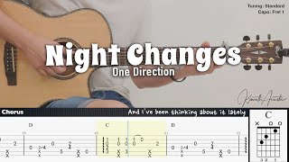 Night Changes  One Direction  Fingerstyle Guitar  TAB  Chords  Lyrics [upl. by Lewison112]