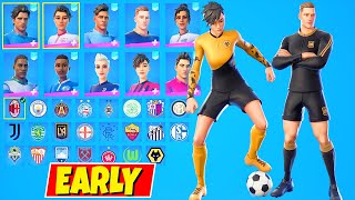 Fortnite New Soccer 2021 Skins EARLY showcase by Kickoff Set  Bundle all Pelé Cup Outfits [upl. by Bak432]