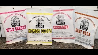 Claeys Old Fashioned Hard Candies Wild Cherry Lemon Drops Cinnamon amp Root Beer Review [upl. by Htebazle]