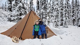 Hot Tent Camping Alaska  Cold Weather Camping with Kids [upl. by Malonis]