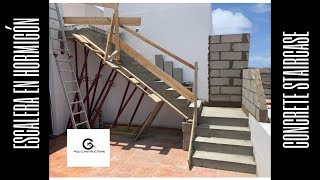 Construccion escalera en hormigon armado en forma de quotLquot  Concrete quotLquot shape staircase construction [upl. by Denver996]