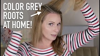 DIY GREY ROOTS TOUCH UP COLOR  FAST amp EASY  skip2mylou [upl. by Bullen]