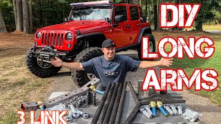 Jeep Wrangler Long Arm Install  DIY 3 Link [upl. by Huntley]