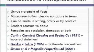 Misrepresentation Lecture 1 of 4 [upl. by Aika]