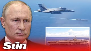 US fighter jet intercepts Russian plane as it buzzes warship amid Ukraine war fears [upl. by Sperry630]